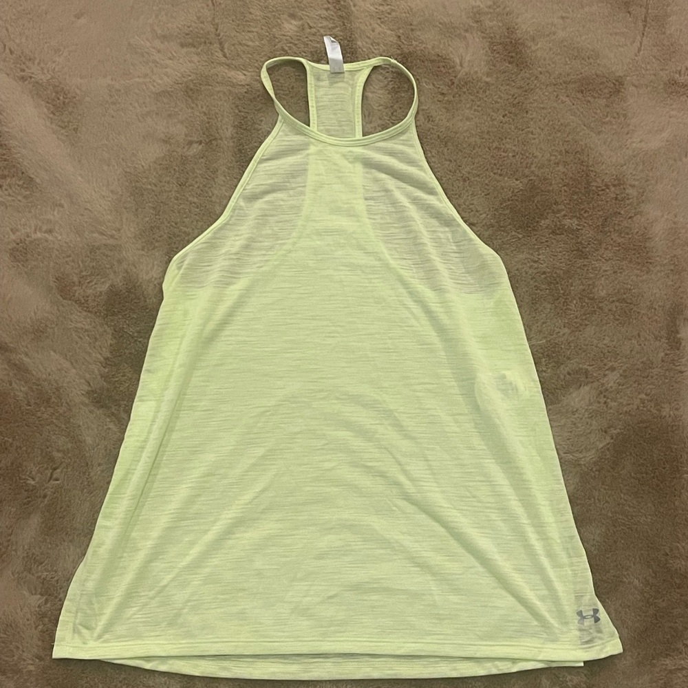 UNDER ARMOUR ARMOR WOMENS LIGHT GREEN YELLOW HIGH NECK TANK TOP XS EXTRA SMALL